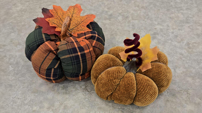 Two fabric pumpkins