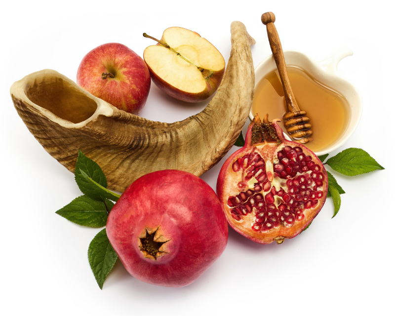 Apples, honey, pomegranate, and Shofar