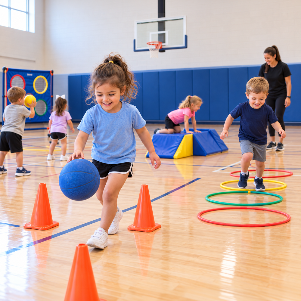 Kid running with football wearing flags