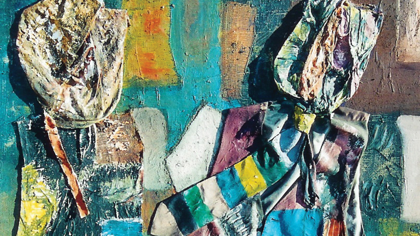 Collage of mixed materials and colors