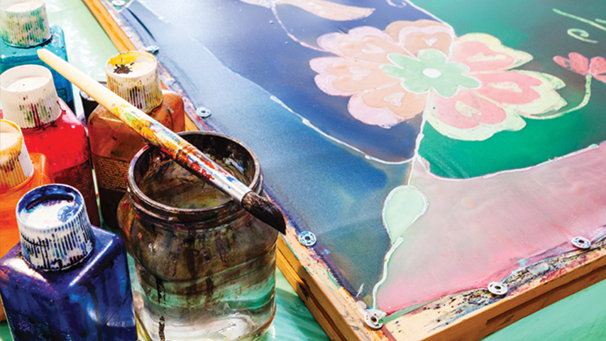 Photo of paint and a silk painting