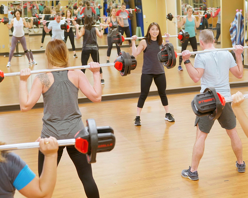 Group Fitness class doing a workout