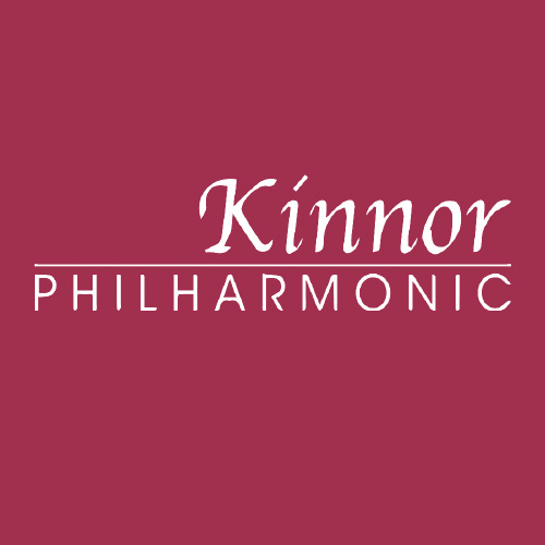 Text Kinnor Philharmonic on burgundy background