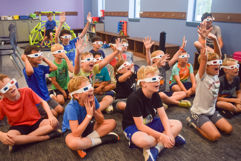 Barney Goodman campers with 3D glasses on