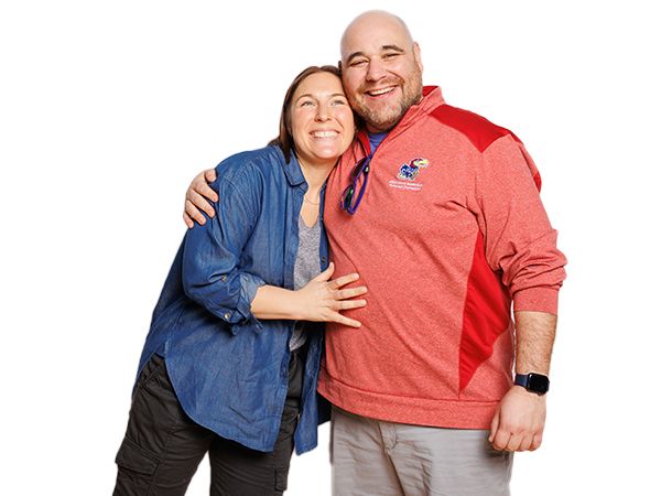 Man and woman smiling