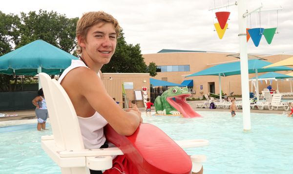 Lifeguard on duty at the outdoor pool